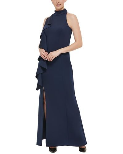 Jessica Howard Mock Neck Long Evening Dress - Blue