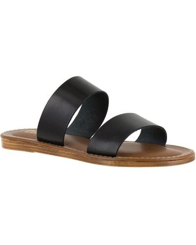 Bella Vita Imo Italy Leather Slip On Slide Sandals - Black
