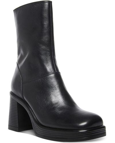 Steve Madden Fantsie Leather Square Toe Mid-calf Boots - Black