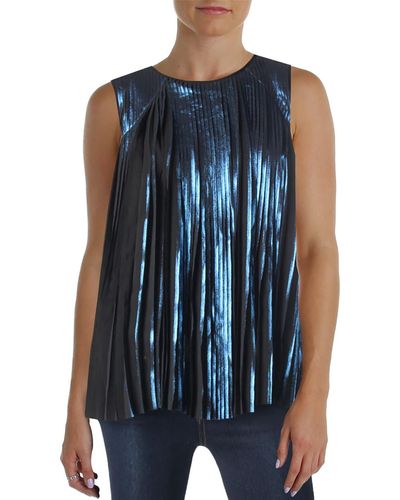 Designers Remix Metallic Pleated Blouse - Blue