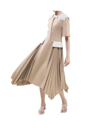 ADEAM Midi Pleated Dress - Natural