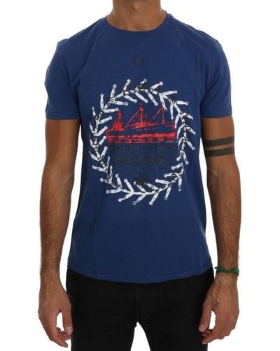 Frankie Morello Blue Cotton Maison T-shirt