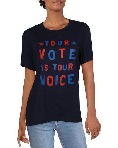 Girl Dangerous Your Vote Is Your Voice Graphic Short Sleeve T-shirt - Blue