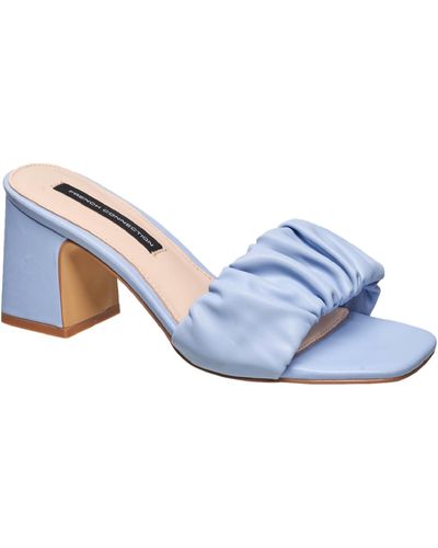 French Connection Challenge Faux Leather Slide Dress Sandals - Blue