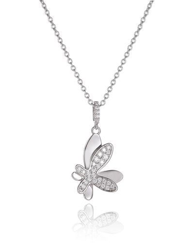 Classicharms Pavé Diamond Butterfly Pendant Necklace - White