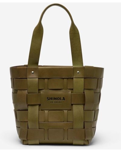 Shinola The Medium Bixby Olive Vachetta Leather Basket Bag 20256403 - Green