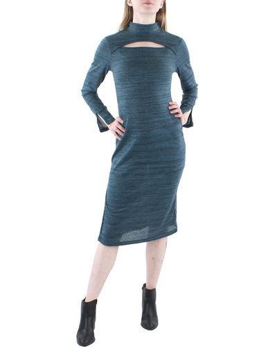 Jessica Simpson Knit Mock Neck Sheath Dress - Blue