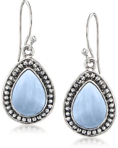 Ross-Simons Opal Drop Earrings - Blue