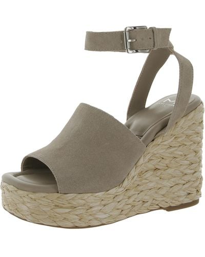 Marc Fisher Nelly Suede Woven Wedge Sandals - Natural