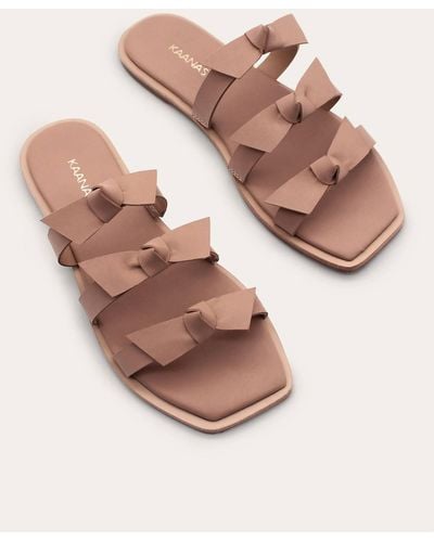 Kaanas Recife Bow Leather Slide - Natural