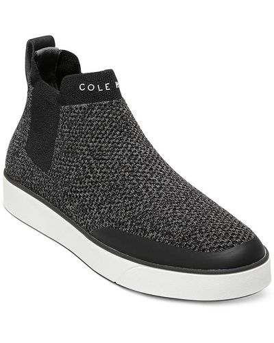 Cole Haan Nantucket Knit Faux Leather Chelsea Boot Sock Sneakers - Black
