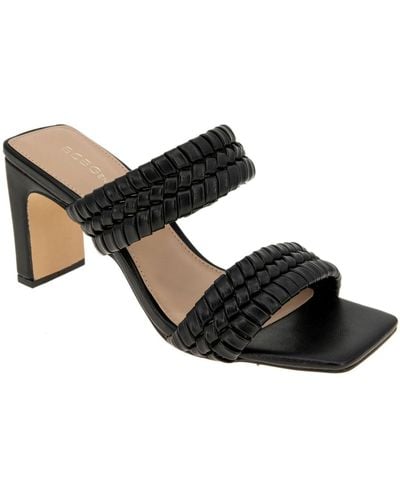 BCBGeneration Fenda Faux Leather Strappy Block Heels - Black