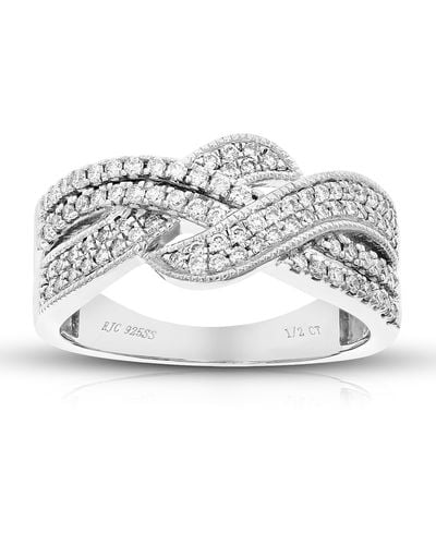 Vir Jewels 1/2 Cttw Round Lab Grown Diamond Engagement Ring .925 Sterling Prong Set - Metallic