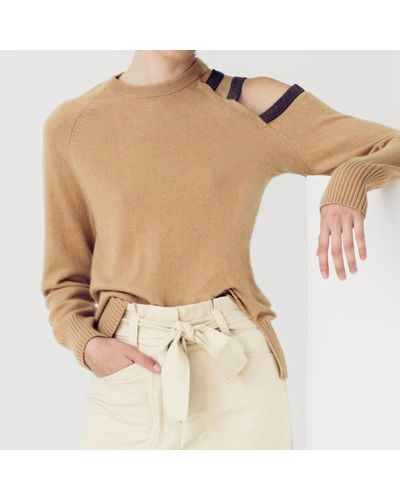 SOH Open Shoulder Embellished Sweater - Natural