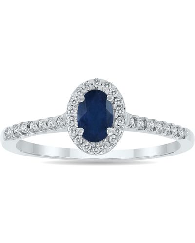 Monary Sapphire And Diamond Halo Ring - Blue