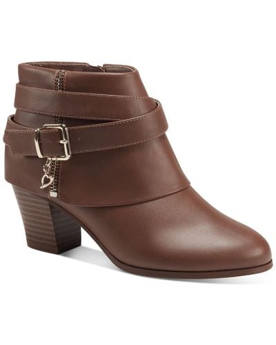 Thalia Sodi Tully Faux Leather Strappy Ankle Boots - Brown