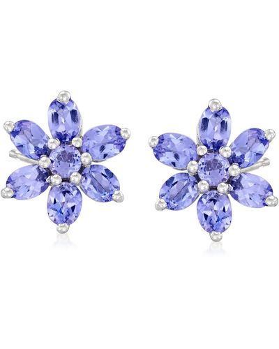 Ross-Simons Tanzanite Flower Earrings - Purple
