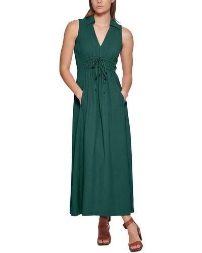 Calvin Klein Collar Long Maxi Dress - Green