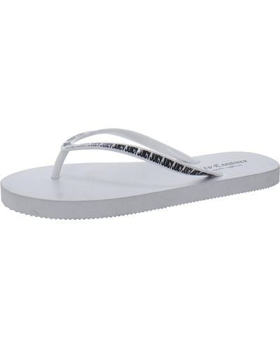 Juicy Couture Savor Slip On Flat Thong Sandals - White