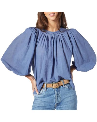 Joie Amesy Short Sleeve Cotton Top - Blue