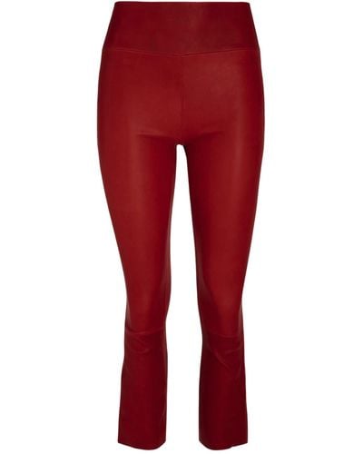 SPRWMN Crop Flare Leather legging - Red