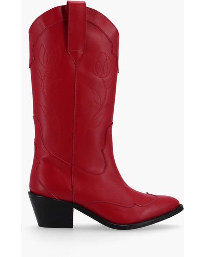 Alohas Liberty Leather Boots - Red