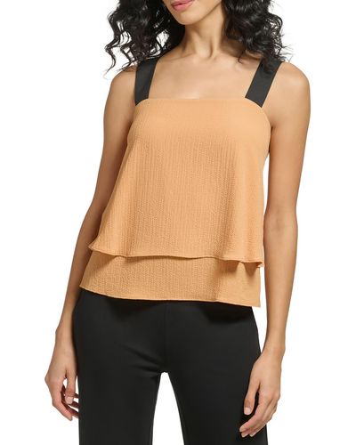 DKNY Fold-over Tank Pullover Top - Black
