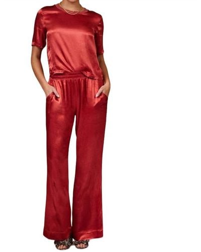 Lamade Sutton Wide Leg Silky Pant - Red