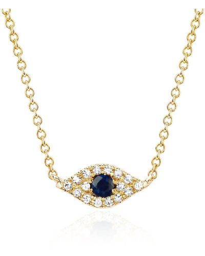 EF Collection 14kw Diamond Evil Eye Choker Necklace - Black