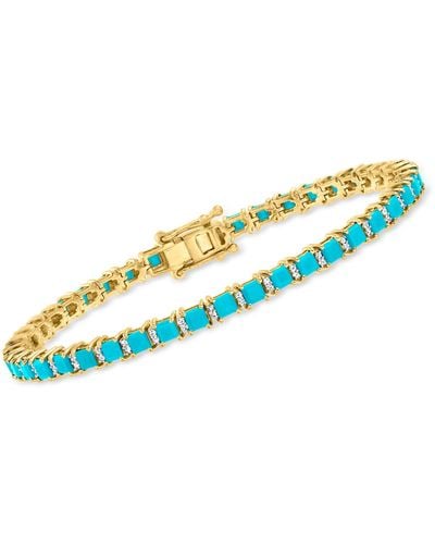 Ross-Simons Turquoise And . Diamond Tennis Bracelet - Blue