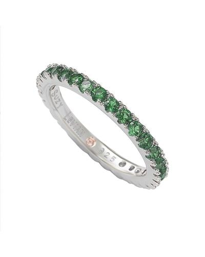 Suzy Levian Sterling Silver Cubic Zirconia Eternity Band - Green