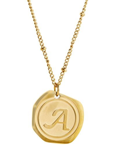 Savvy Cie Jewels 22k Gold Plated Coin Initial Necklace - Metallic