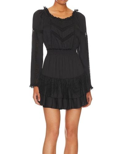 LoveShackFancy Love Shack Fancy Sanaya Ruffled Tiered Skirt Mini Dress - Black