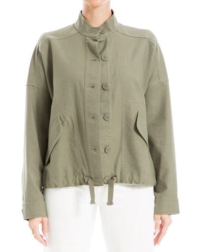 Max Studio Linen-blend Short Jacket - Green