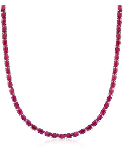 Ross-Simons Ruby Tennis Necklace - Pink