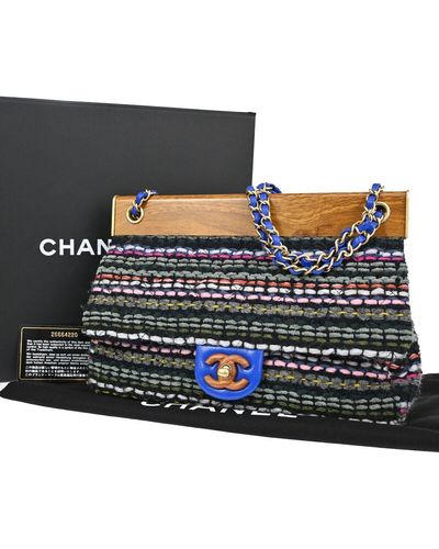 Chanel Classic Flap Velvet Handbag (pre-owned) - Blue