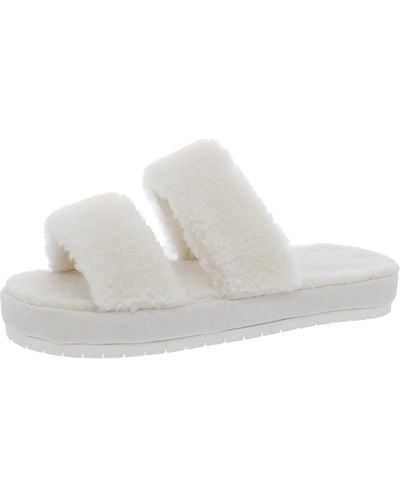 Splendid Phoebe Faux Fur Slip On Slide Slippers - White