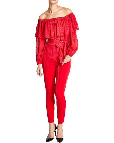 INC Chiffon Off-the-shoulder Blouse - Red