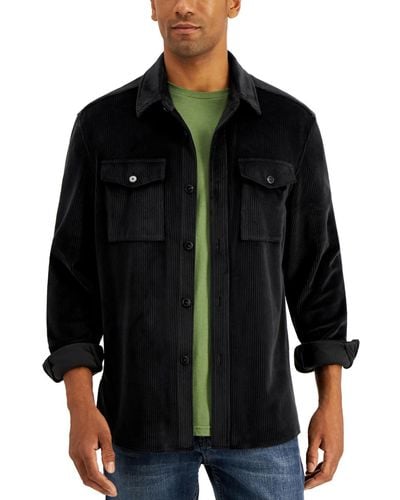 Alfani Corduroy Lightweight Shirt Jacket - Black