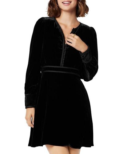 Joie Renata Velvet Long Sleeve Mini Dress - Black