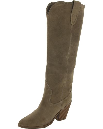 Aqua College Winnie Suede Pointed Toe Over-the-knee Boots - Brown