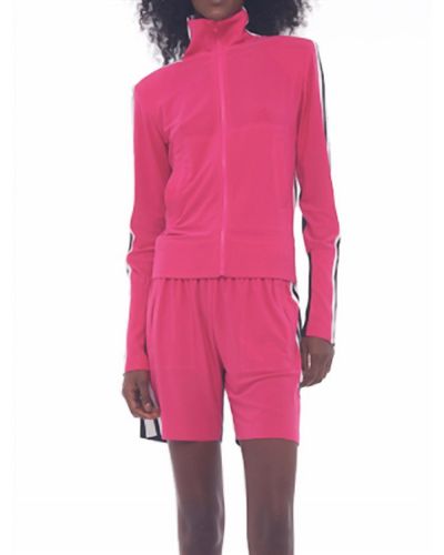 Norma Kamali Side Stripe Jersey Track Jacket - Pink