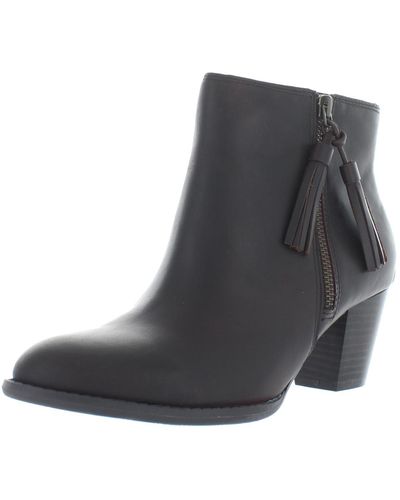 Vionic Madeline Leather Dressy Ankle Boots - Gray
