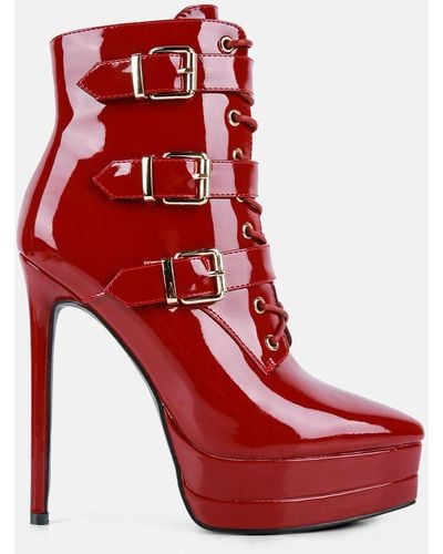 LONDON RAG Gangup High Heeled Stiletto Boots - Red