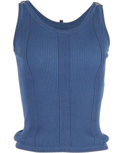 Chanel Rib-knit Tank Top In Blue Cotton