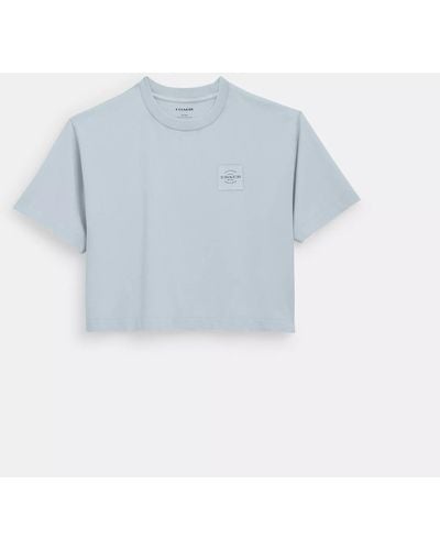COACH Garment Dye Cropped T Shirt - Blue