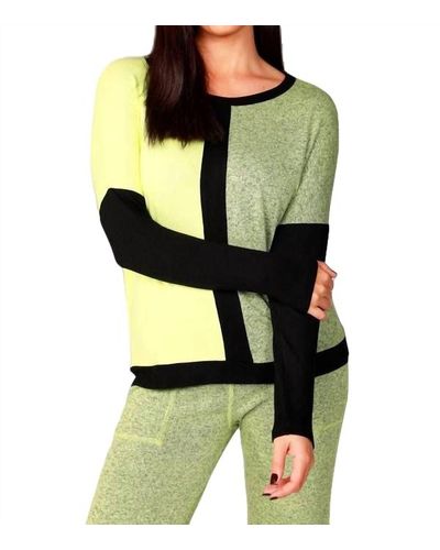 French Kyss Long Sleeve Color Block Crew - Green