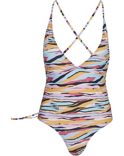 Vero Moda Beachwear Tie Back One-piece Swimsuit - Blue