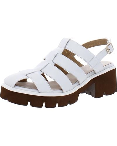 All Black Leather Caged Slingback Sandals - White
