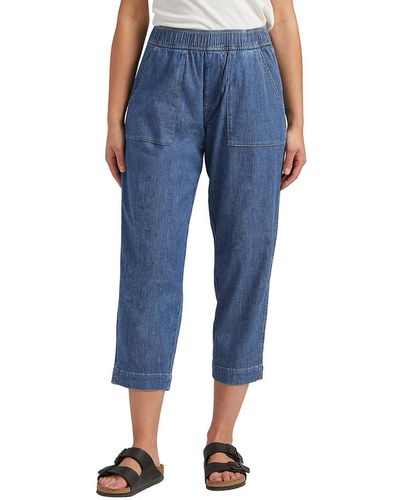 Jag Jeans High Rise Tapered Leg Cropped Jeans - Blue